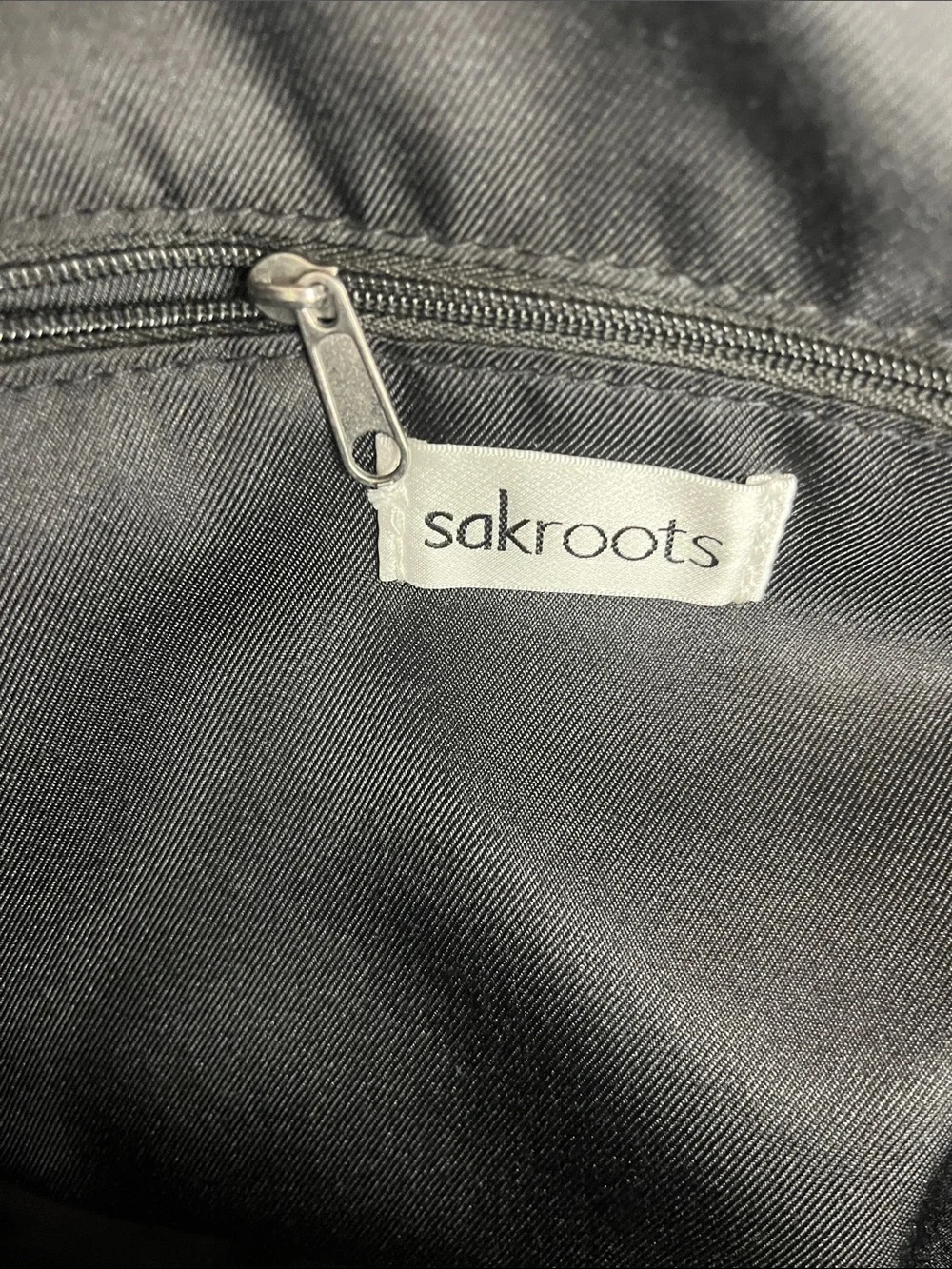 Sakroots Large Canvas Stripe tote w Black owl Catalina print, bottom/side panel